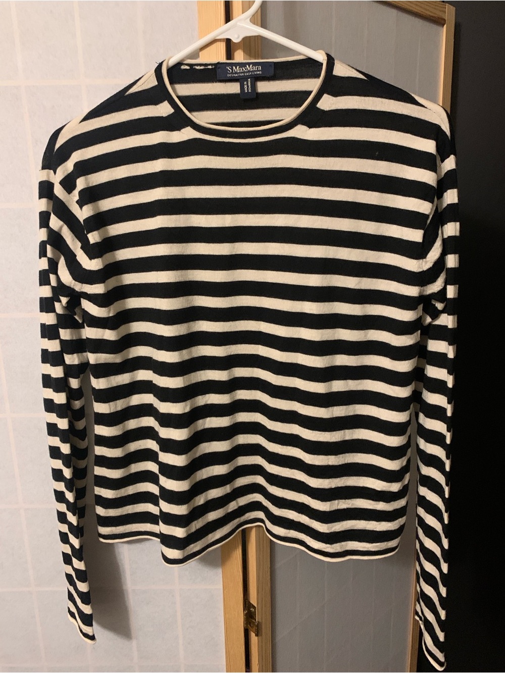 MaxMara Black and White Striped Long Sleeve Tee Medium